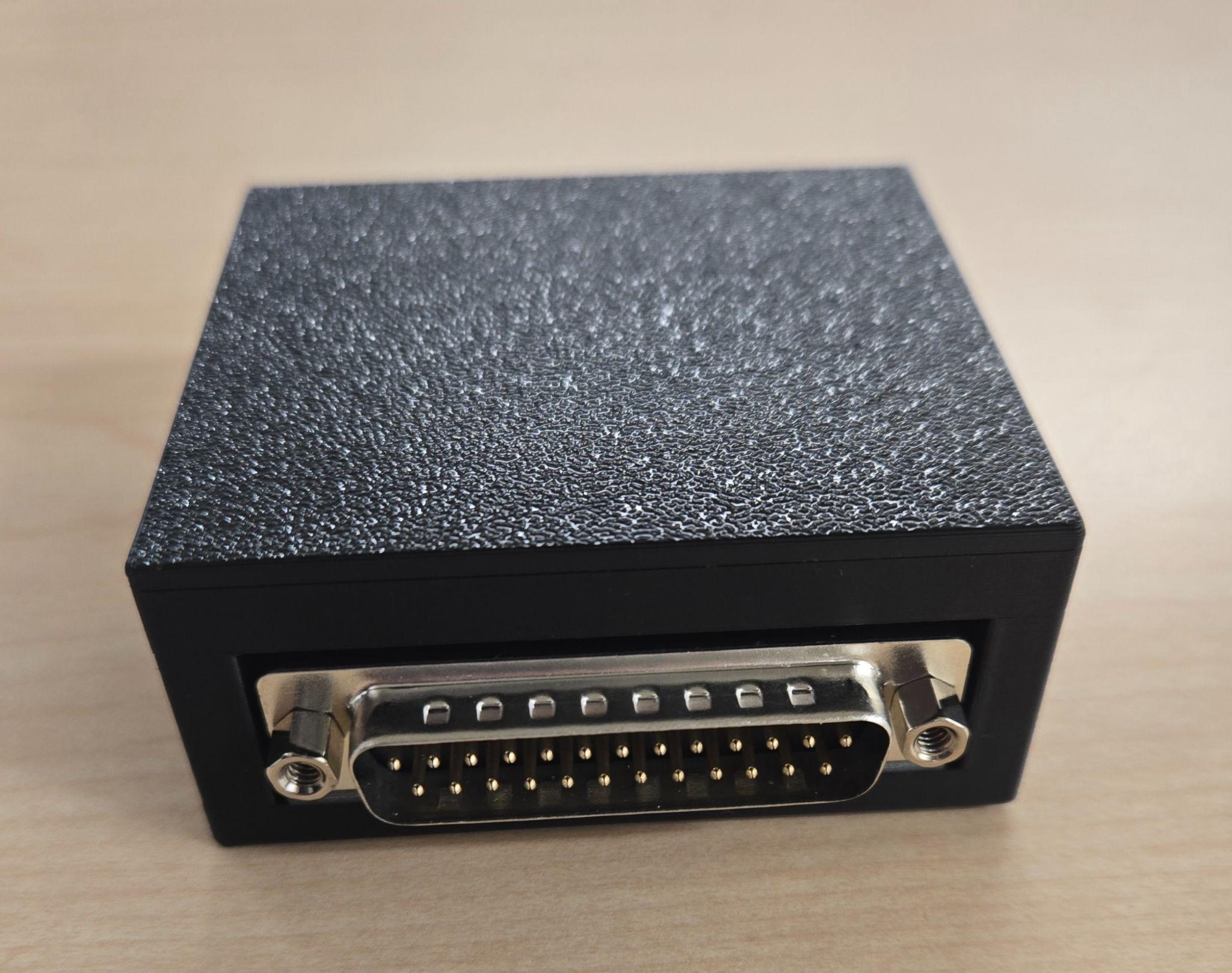 Exterior view of the load resistor box showing the DB25 connector and enclosure