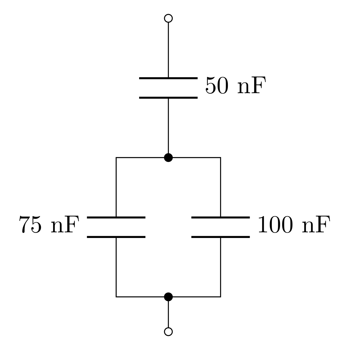 These capacitors combine to have a total capacitance