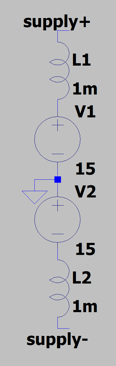 A real power supply has series inductance.