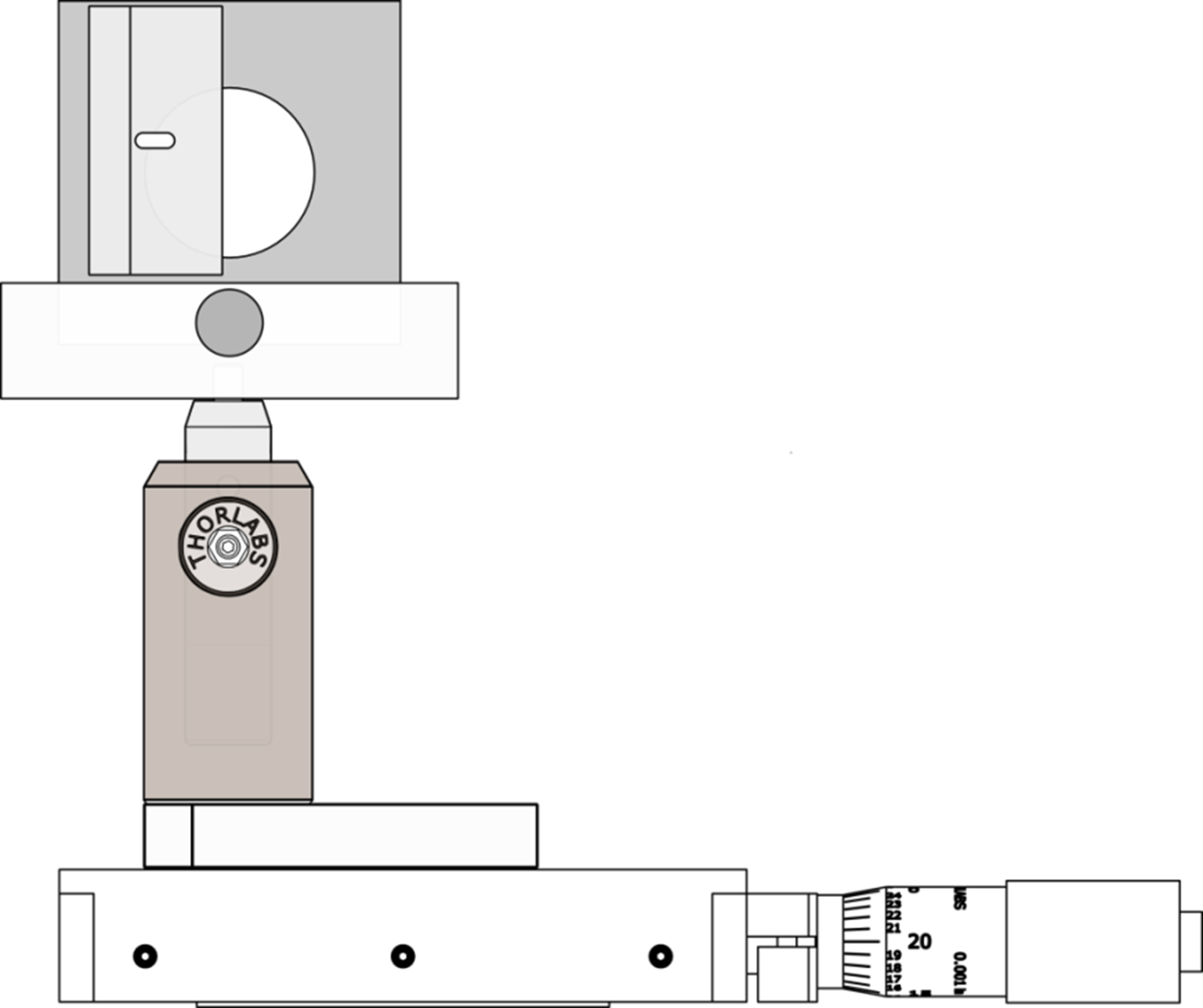 Razor blade mounted on a translation stage for knife-edge beam profiling.