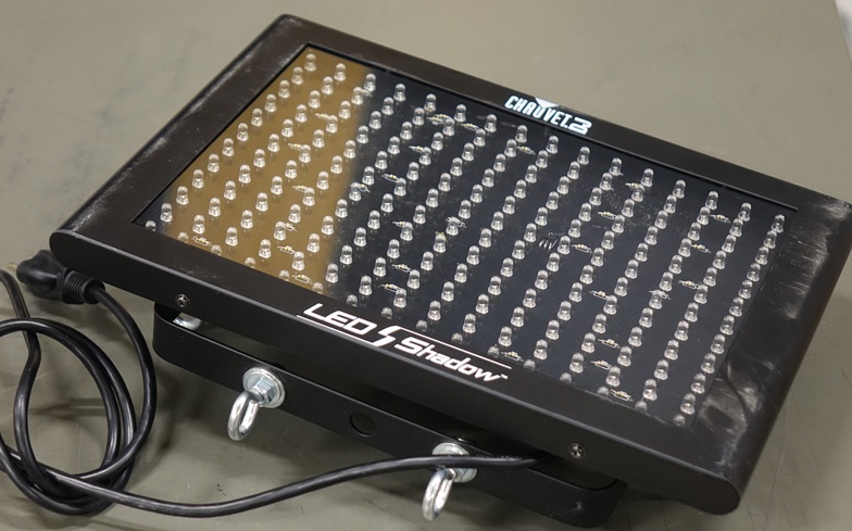 LEDs in a 12 by 16 array, contained in a 14 by 9 inch frame with an adjustable mounting handle on the back.