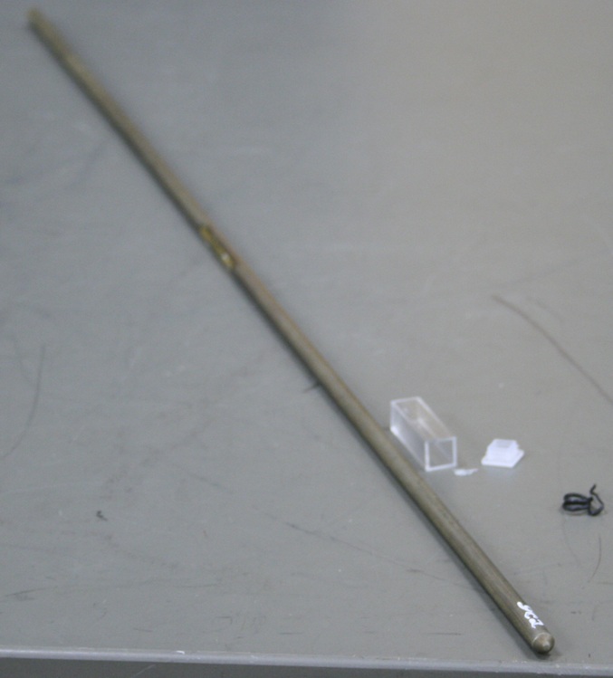 The premalloy rod is about two and a half feet long and a third of an inch thick.