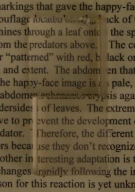 Printed text viewed through two prisms with opposing orientations, text appears aligned when prisms rest on the page